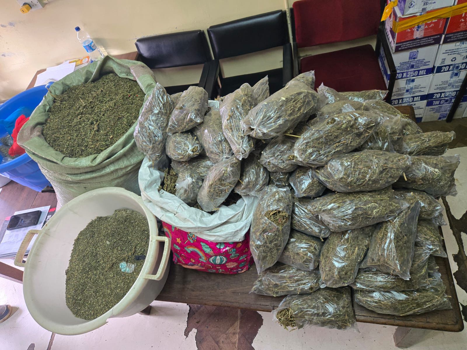 200 kilograms of cannabis (commonly known as bhang) that was seized by the police in Nairob