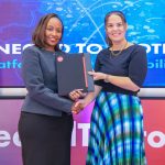 Njeri Jomo, Jubilee Health CEO(left) and Benta Krogman( right) during the signing ceremony.